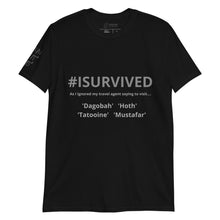 Load image into Gallery viewer, Sci-Fi Phrase T-Shirt 'As I ignored my travel agent saying to visit'