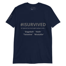 Load image into Gallery viewer, Sci-Fi Phrase T-Shirt 'As I ignored my travel agent saying to visit'